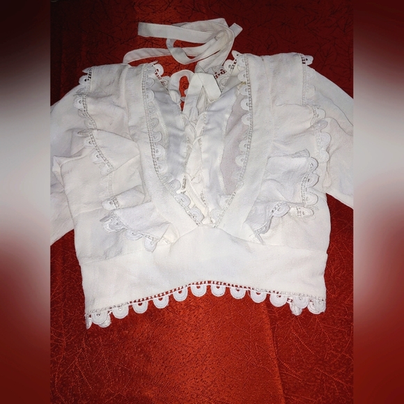 Hopes lace up blouse.  Size S - Picture 5 of 6